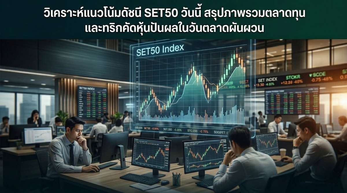 วิเคราะห์แนวโน้มดัชนี SET50 วันนี้ สรุปภาพรวมตลาดทุน และทริกคัดหุ้นปันผลในวันตลาดผันผวน