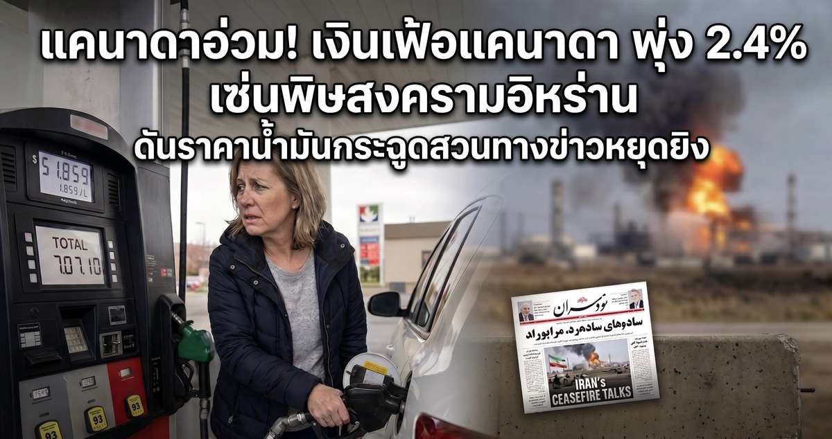 แคนาดาอ่วม! เงินเฟ้อแคนาดา พุ่ง 2.4% เซ่นพิษสงครามอิหร่าน ดันราคาน้ำมันกระฉูดสวนทางข่าวหยุดยิง