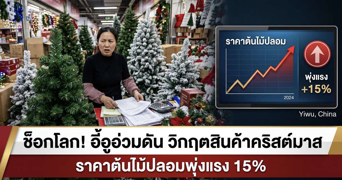 ช็อกโลก! อี้อูอ่วมดัน วิกฤตสินค้าคริสต์มาส ราคาต้นไม้ปลอมพุ่งแรง 15%