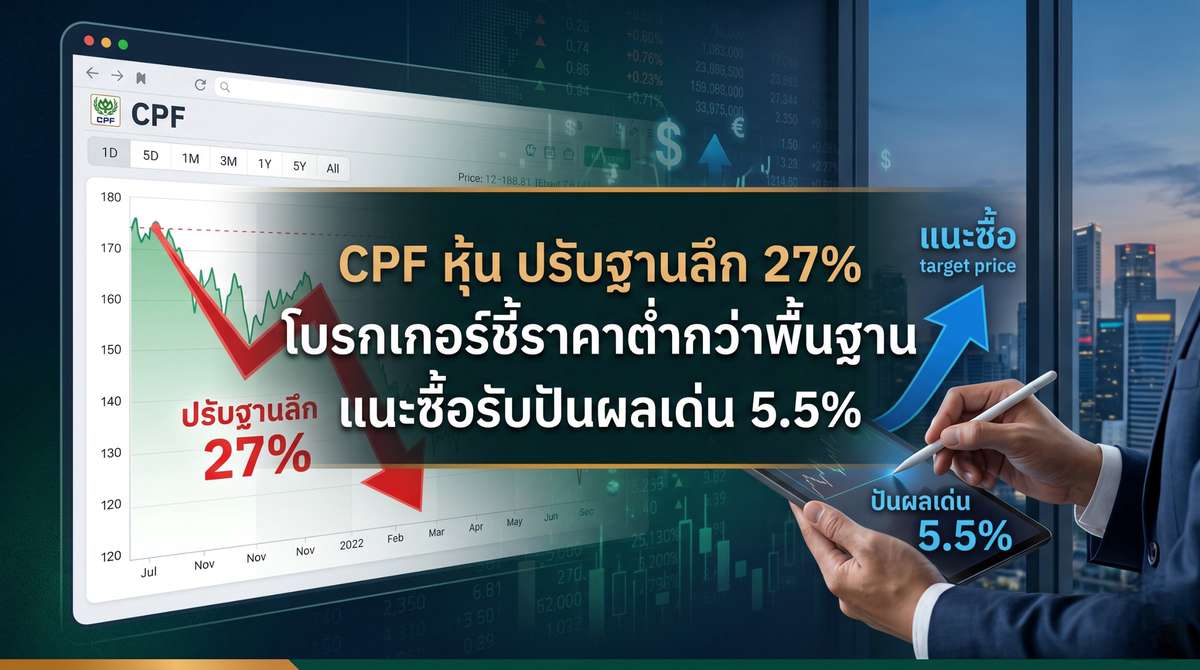 CPF หุ้น ปรับฐานลึก 27% โบรกเกอร์ชี้ราคาต่ำกว่าพื้นฐาน แนะซื้อรับปันผลเด่น 5.5%