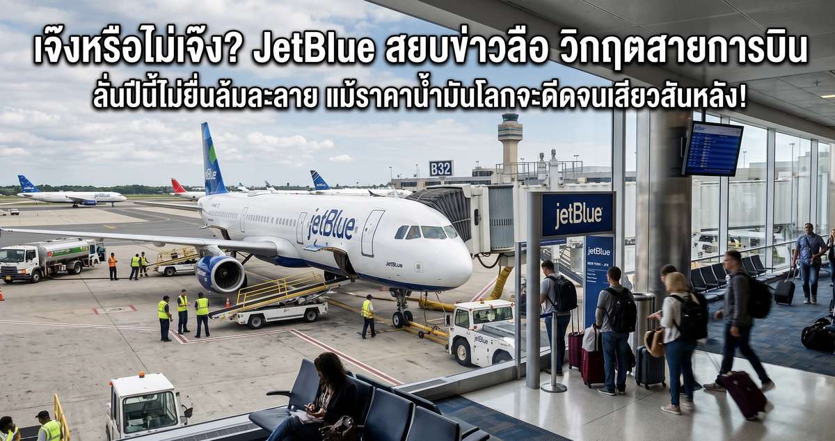 เจ๊งหรือไม่เจ๊ง? JetBlue สยบข่าวลือ วิกฤตสายการบิน ลั่นปีนี้ไม่ยื่นล้มละลาย แม้ราคาน้ำมันโลกจะดีดจนเสียวสันหลัง!