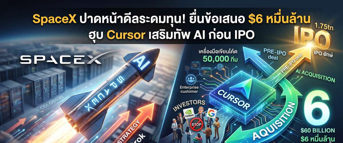 SpaceX ทุ่มแสนล้านฮุบ Cursor! เสริมทัพ AI ปูทาง IPO หมื่นล้าน